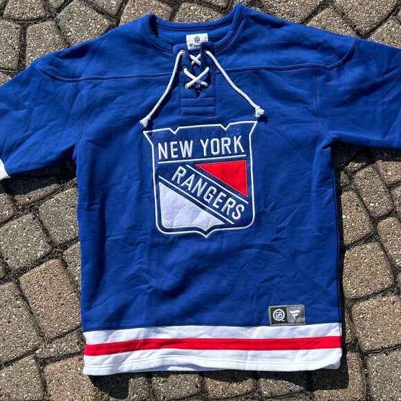 New York Rangers Fanatics Breakaway Lace Up Pullover Sz L NHL Hockey - Picture 1 of 10